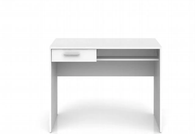 Nepo Plus Desk with Drawer & Open Shelf | White | 100x59x76cm | Scratch-Resistant Top