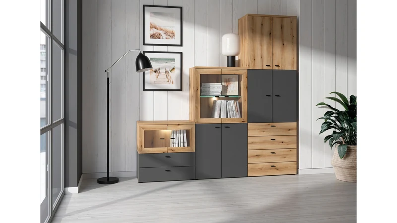 System 64 Chest of Drawers 2 Drawers – Graphite, Compact 64 cm, Modular Collection