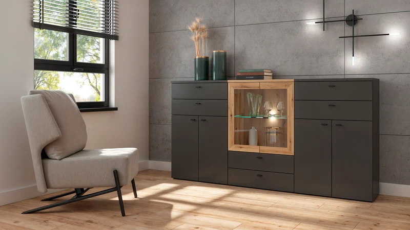 System 64 Chest of Drawers 2 Drawers – Graphite, Compact 64 cm, Modular Collection