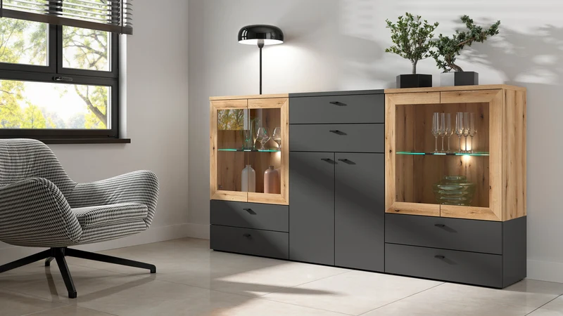 System 64 Chest of Drawers 2 Drawers – Graphite, Compact 64 cm, Modular Collection