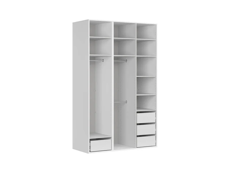 Flex Wardrobe Set 150 cm – White | Mirror Door | 3 Hanging Rails, 9 Shelves & 4 Soft-Close Drawers | 10-Year Warranty