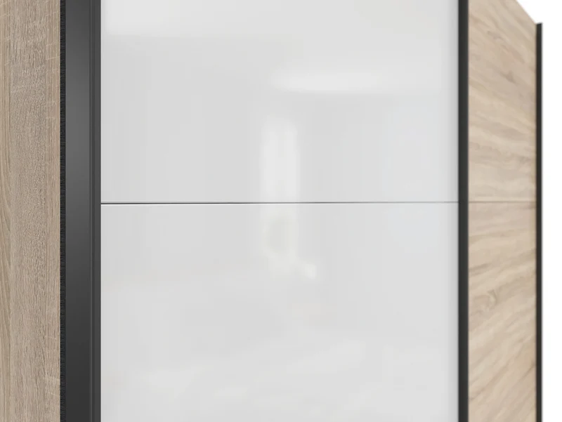 Tetrix Sliding Door Wardrobe 183 cm – Sonoma Oak & White Gloss | 2 Rails, 2 Deep Upper Shelves & 3 Removable Shelves