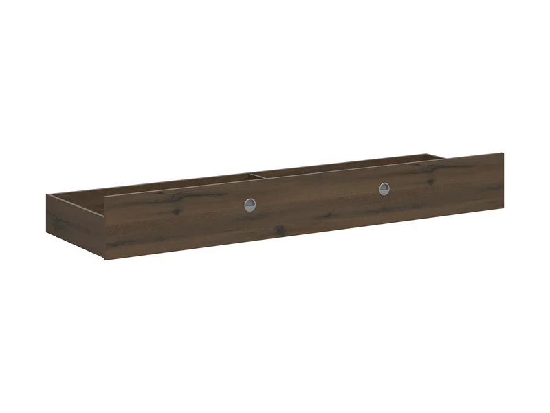 Nepo Plus Under-Bed Storage Drawer – Noble Oak | 2 Sections | Wheels & Handles | Fits 90 & 120 cm Beds | 199 cm Long
