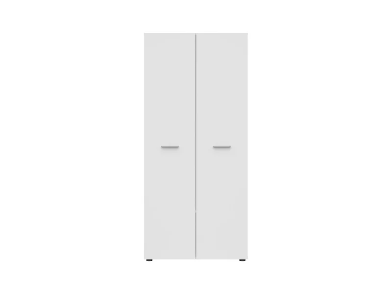Neno 2-Door Wardrobe – White | Hanging Rail & Lower Shelf | 81×179×54 cm | Bedroom, Hallway & Kids Room