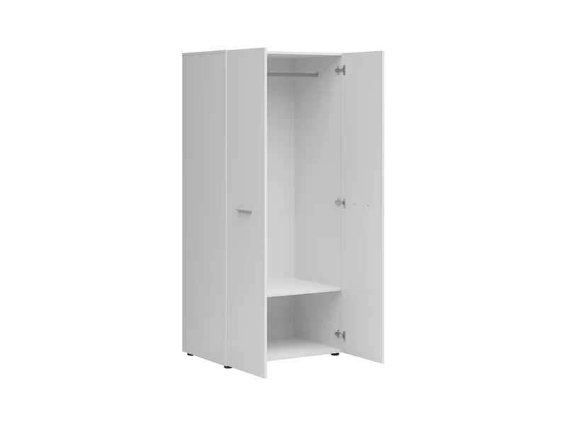 Neno 2-Door Wardrobe – White | Hanging Rail & Lower Shelf | 81×179×54 cm | Bedroom, Hallway & Kids Room