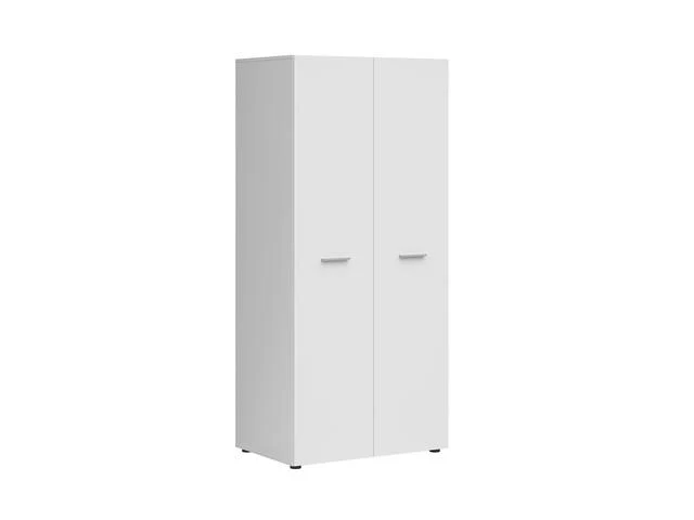 Neno 2-Door Wardrobe – White | Hanging Rail & Lower Shelf | 81×179×54 cm | Bedroom, Hallway & Kids Room