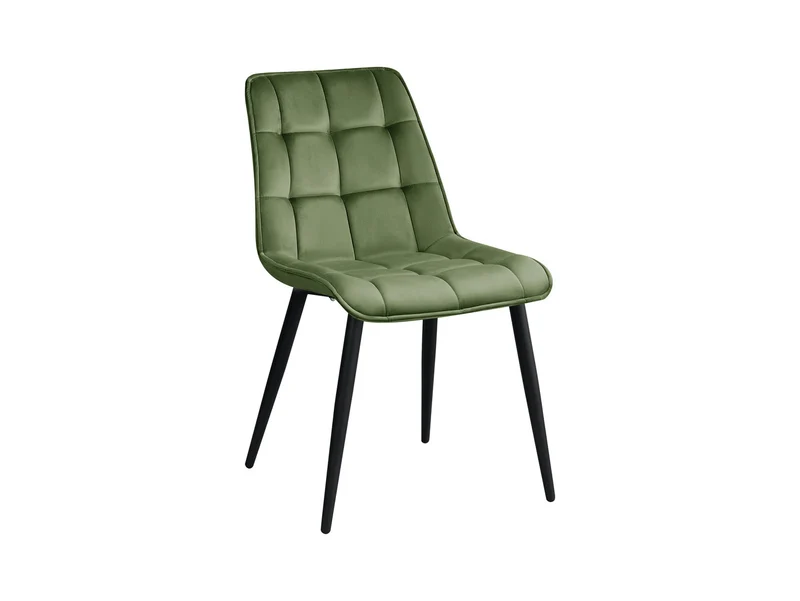 Tango Velvet Dining Chair – Olive | Profiled Back | Decorative Stitching | Powder-Coated Metal Frame | 47×58×88 cm