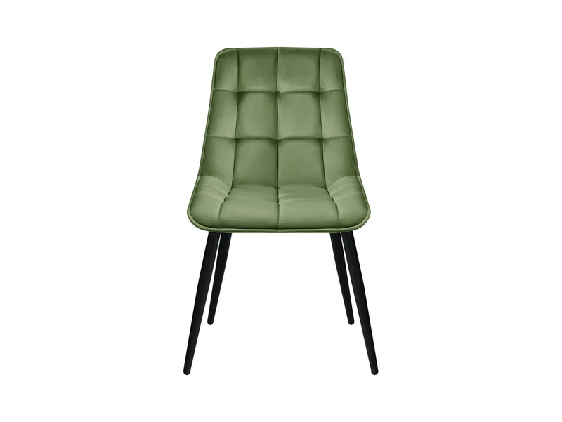 Tango Velvet Dining Chair – Olive | Profiled Back | Decorative Stitching | Powder-Coated Metal Frame | 47×58×88 cm