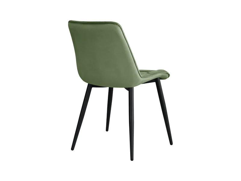 Tango Velvet Dining Chair – Olive | Profiled Back | Decorative Stitching | Powder-Coated Metal Frame | 47×58×88 cm