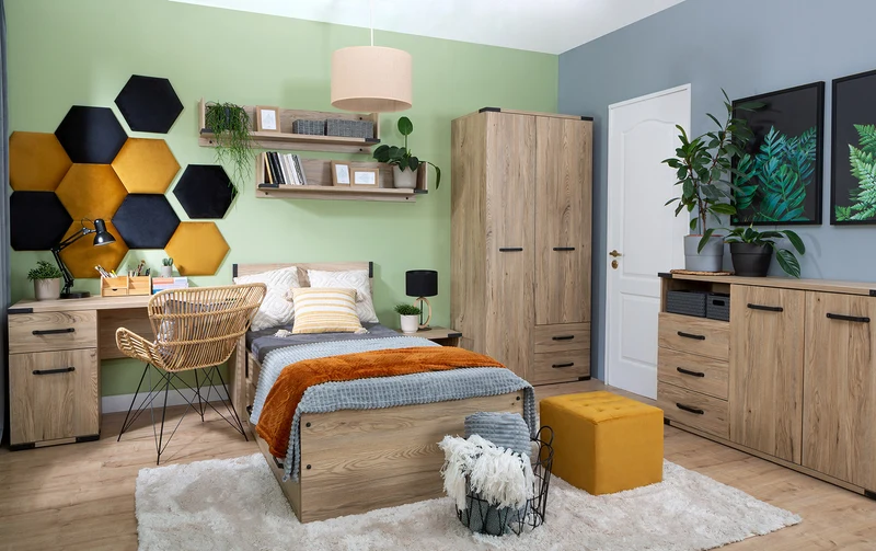 Lara 2-Door Wardrobe | Belarus Ash | Rail + Shelves + 2 Drawers | Soft-Close | 90×197.5 cm