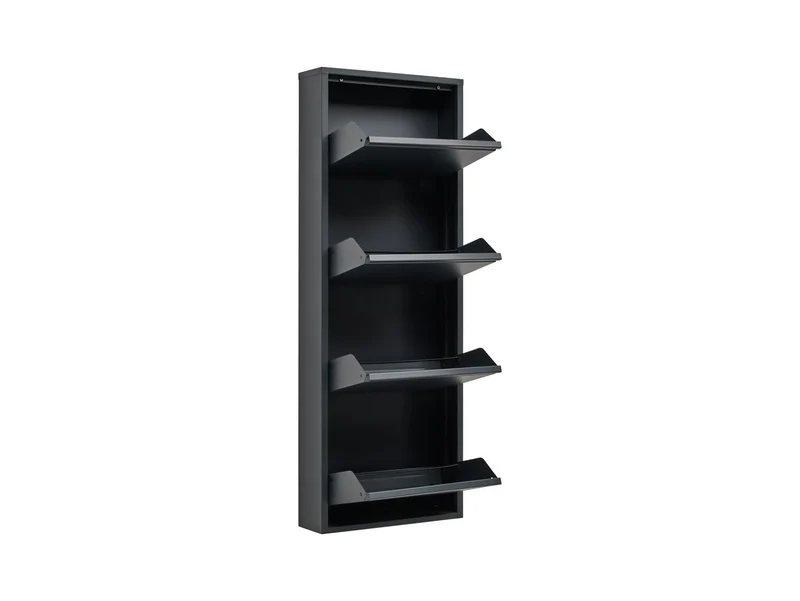 Fly 4K Metal Shoe Cabinet – 4 Compartments, Anthracite, Wall-Mount or Freestanding