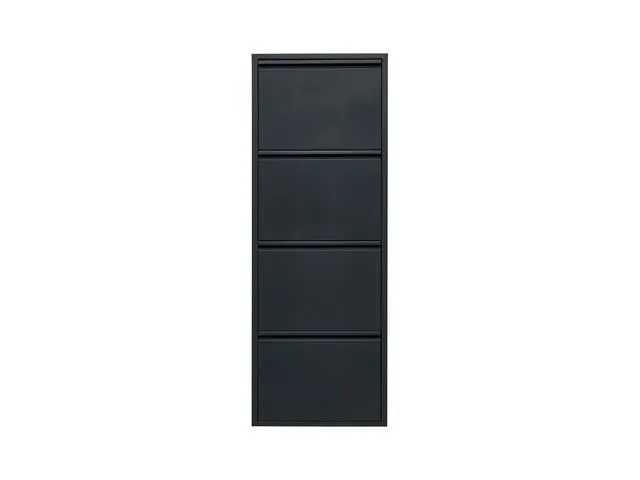 Fly 4K Metal Shoe Cabinet – 4 Compartments, Anthracite, Wall-Mount or Freestanding