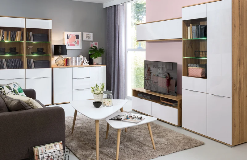 Zele Wall Shelf 135 cm – Wotan Oak & White Gloss, Back Panel, 5 kg Load