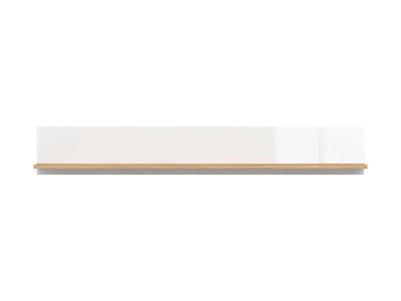 Zele Wall Shelf 135 cm – Wotan Oak & White Gloss, Back Panel, 5 kg Load