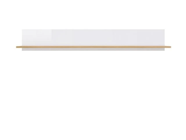 Zele Wall Shelf 135 cm – Wotan Oak & White Gloss, Back Panel, 5 kg Load