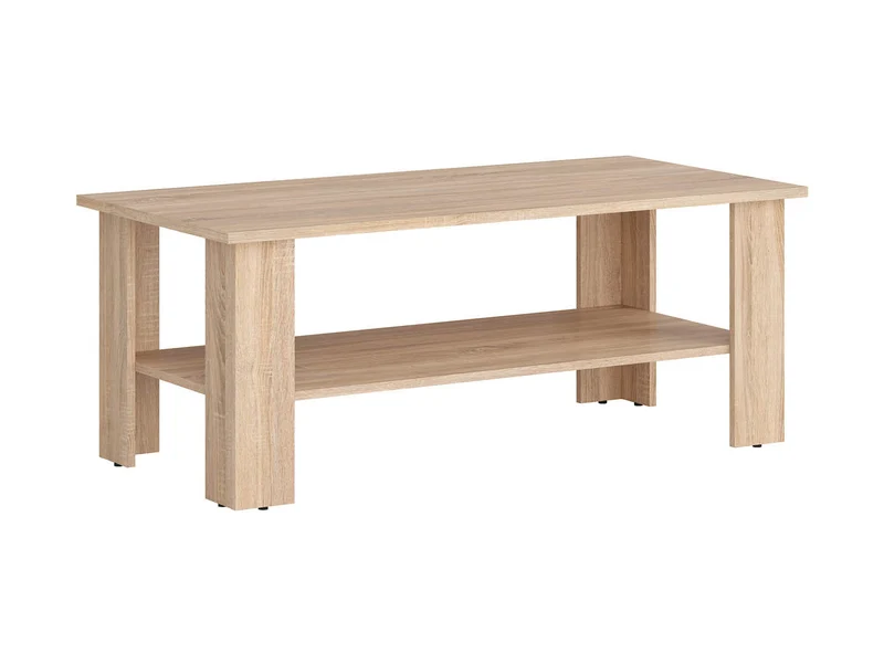 Nepo Plus Coffee Table 115 cm – Sonoma Oak, Lower Shelf, L-Shaped Legs