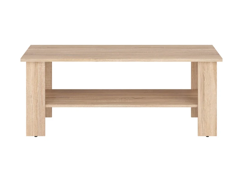 Nepo Plus Coffee Table 115 cm – Sonoma Oak, Lower Shelf, L-Shaped Legs