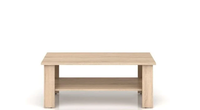 Nepo Plus Coffee Table 115 cm – Sonoma Oak, Lower Shelf, L-Shaped Legs