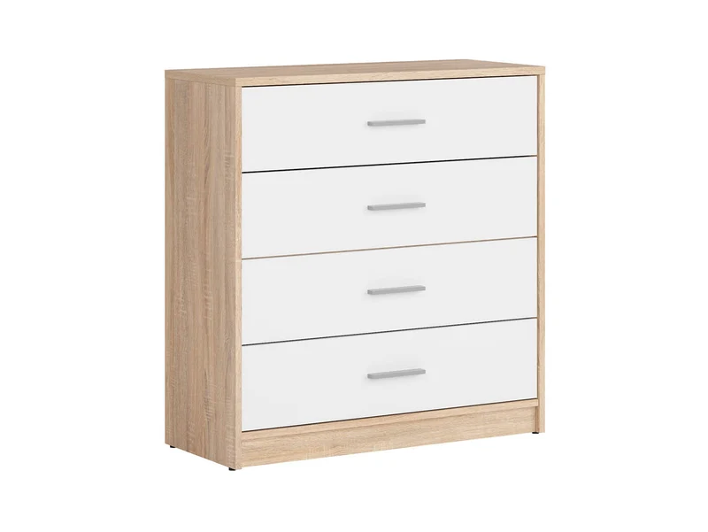 Nepo Plus Chest of Drawers 80 cm – Sonoma Oak & White, 4 Drawers, Horizontal Handle