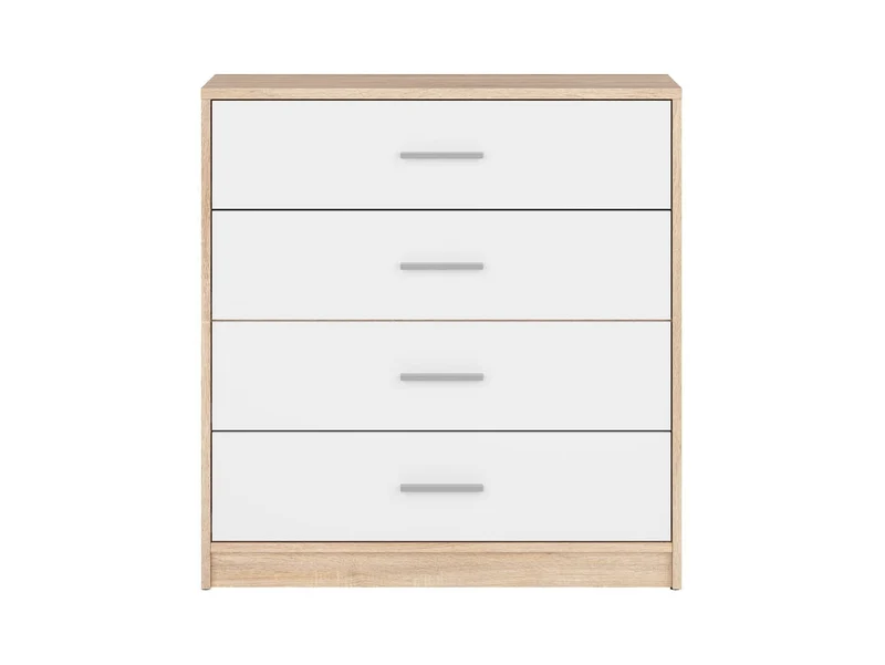Nepo Plus Chest of Drawers 80 cm – Sonoma Oak & White, 4 Drawers, Horizontal Handle