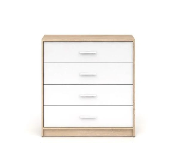 Nepo Plus Chest of Drawers 80 cm – Sonoma Oak & White, 4 Drawers, Horizontal Handle