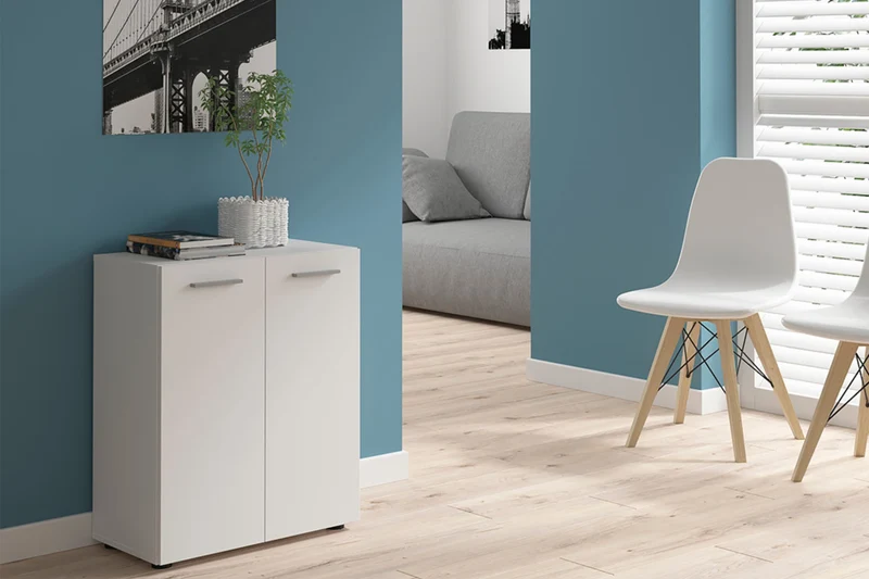 Neno Storage Cabinet 2-Door – White | Compact Multi-Room Storage