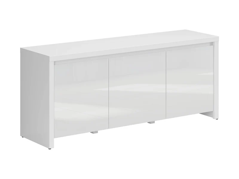 Larios TV Cabinet 3-Door – White / White Gloss | Handleless Living Room Unit