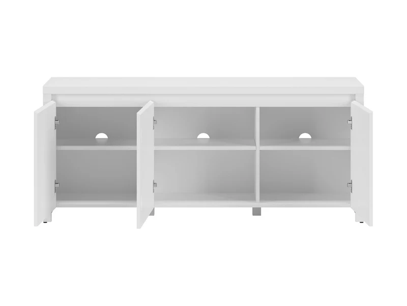 Larios TV Cabinet 3-Door – White / White Gloss | Handleless Living Room Unit