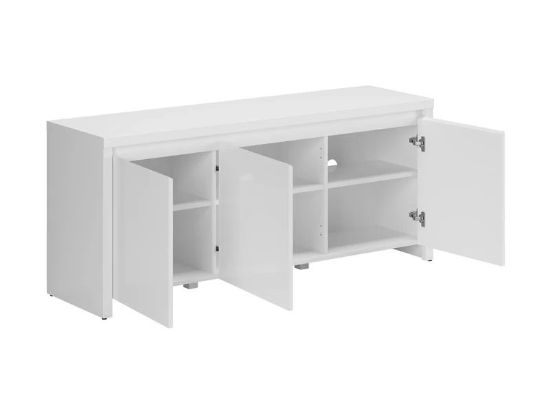 Larios TV Cabinet 3-Door – White / White Gloss | Handleless Living Room Unit