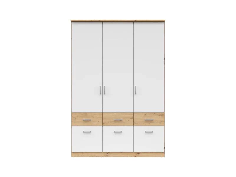 Brando 3 Wardrobe 3-Door with 6 Drawers – Artisan Oak / White