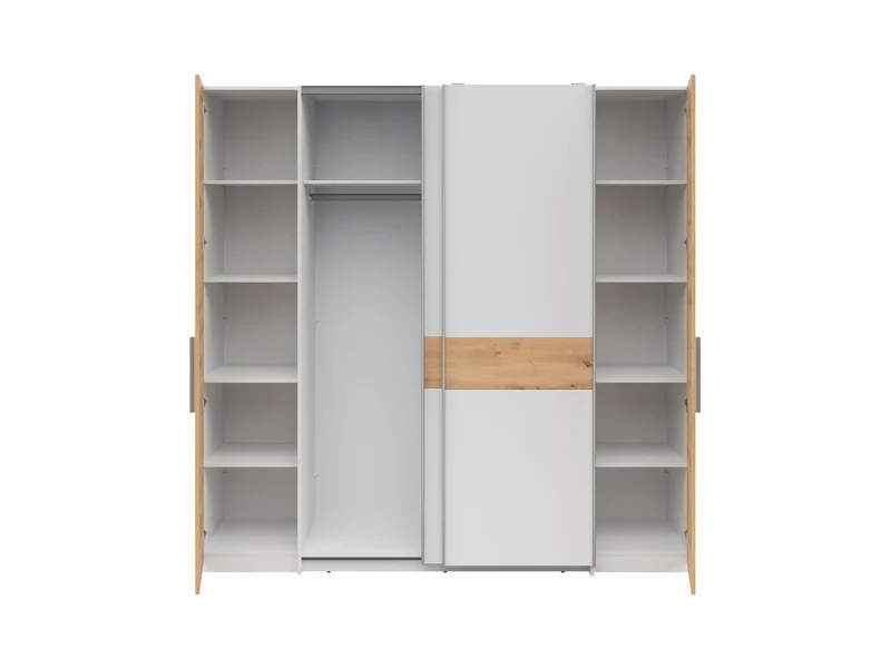 Fabio Wardrobe 215 cm – White / Artisan Oak | Sliding & Hinged Doors