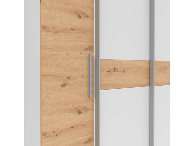 Fabio Wardrobe 215 cm – White / Artisan Oak | Sliding & Hinged Doors