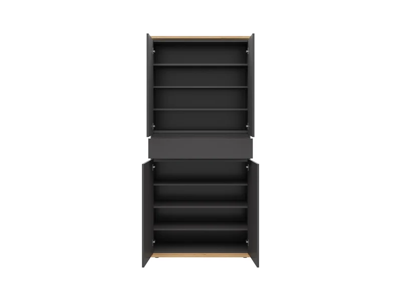 Yamael Hallway Cabinet 2-Door with Drawer – Graphite / Artisan Oak