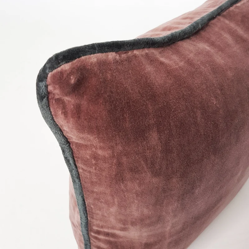 Kissenhülle Velours | CORD burgundy grey