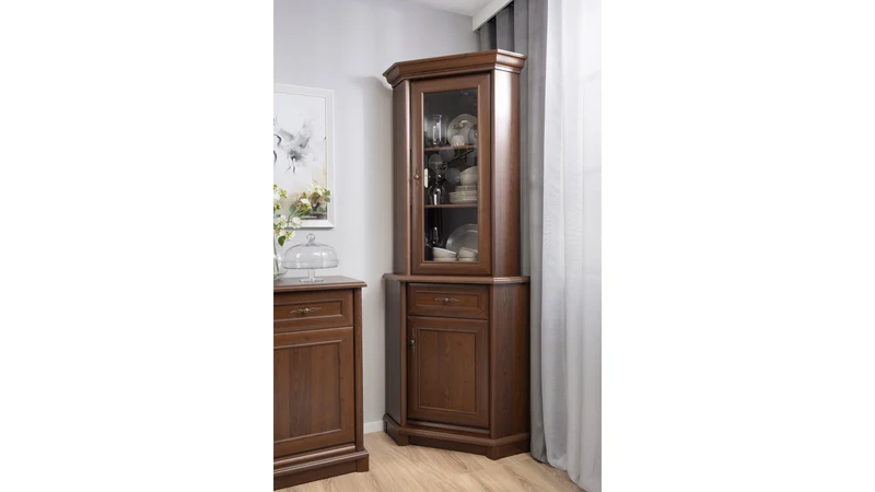 Kent Corner Chest of Drawers — 1 Door, 1 Drawer & Shelf, Chestnut