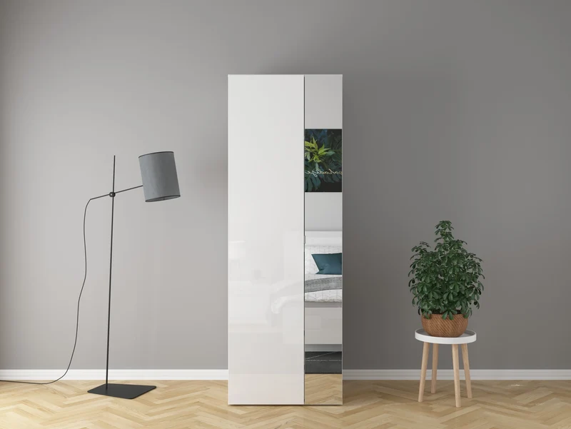 Flex Compact Wardrobe 75 cm – White & Mirror, 3 Drawers, 10-Year Warranty