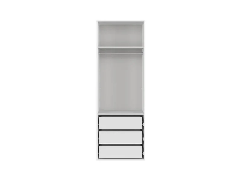 Flex Compact Wardrobe 75 cm – White & Mirror, 3 Drawers, 10-Year Warranty