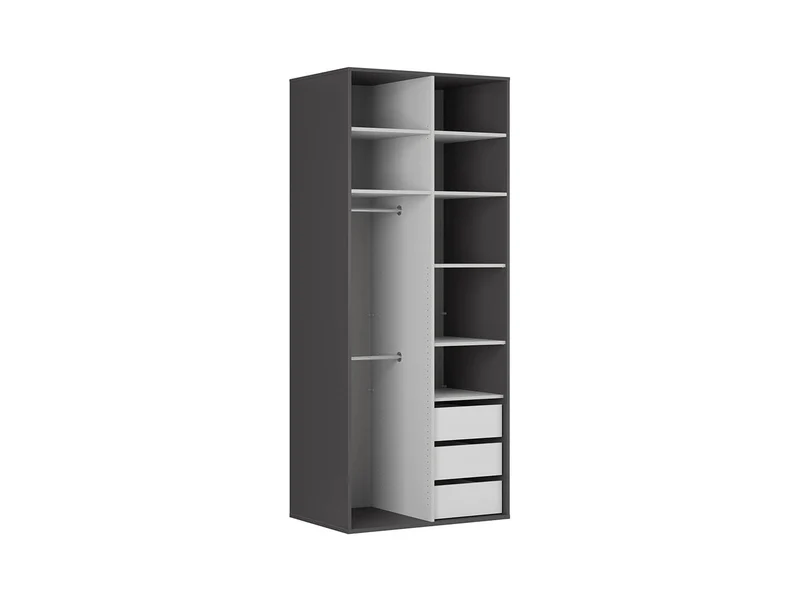 Flex 2-Door Wardrobe 100 cm – Graphite & Wotan Oak, 10-Year Warranty