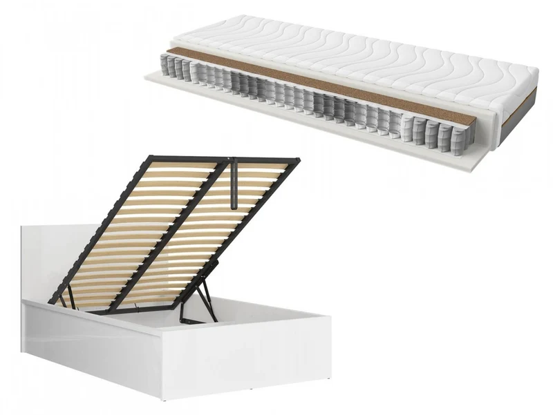 Tetrix Single Bed 120×200 cm + Ceres AV Mattress Set – White Gloss