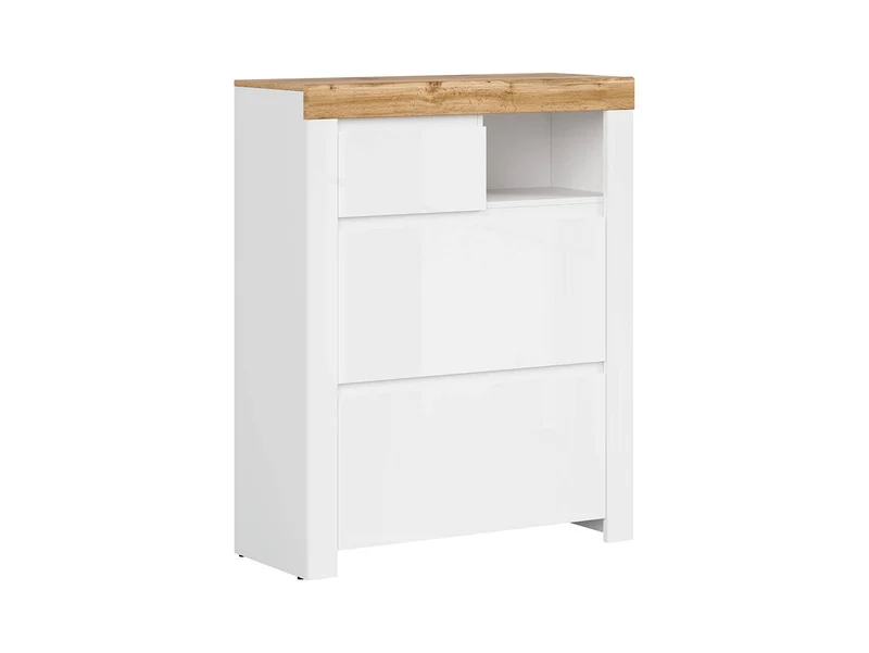 Holten Hallway Shoe Cabinet – White & Wotan Oak, 92.5 cm