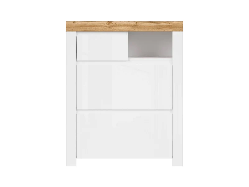 Holten Hallway Shoe Cabinet – White & Wotan Oak, 92.5 cm