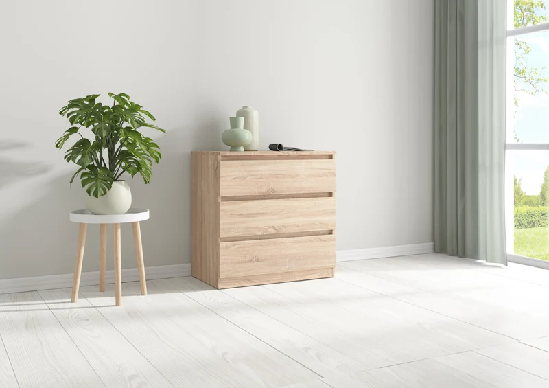 Tetrix — 3-Drawer Chest of Drawers | Sonoma Oak