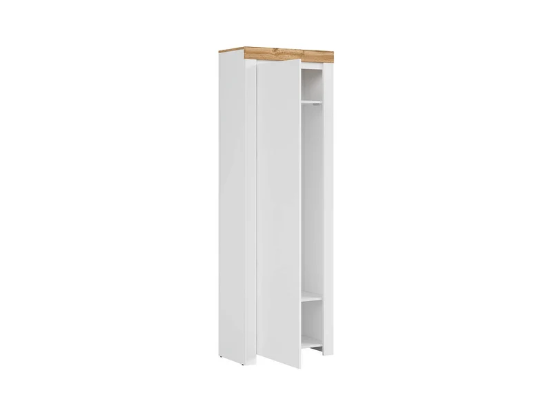 Holten — Tall Hallway Storage Cabinet with Door | White & Wotan Oak