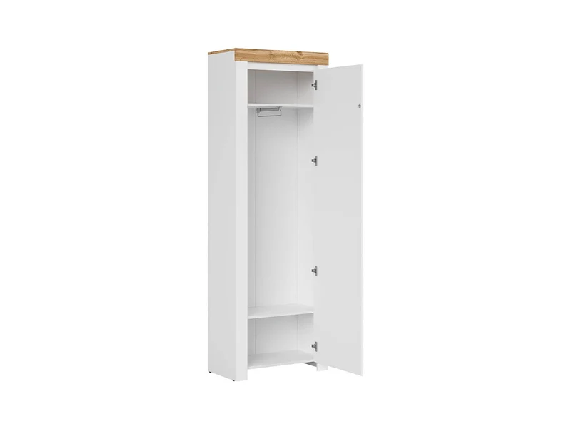 Holten — Tall Hallway Storage Cabinet with Door | White & Wotan Oak