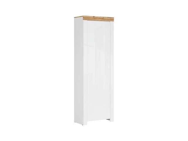 Holten — Tall Hallway Storage Cabinet with Door | White & Wotan Oak