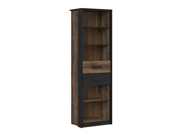 Kassel — Tall Bookcase with Drawers | Monastery Oak & Black Oak