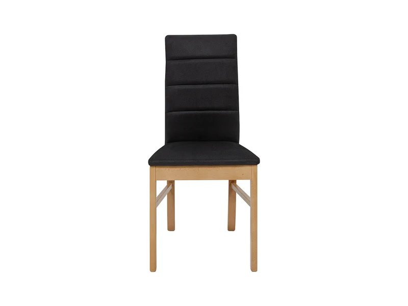 Ostia Upholstered Dining Chair | Black Beech Frame & Beige Fabric | Horizontal Stitching | 46x98cm