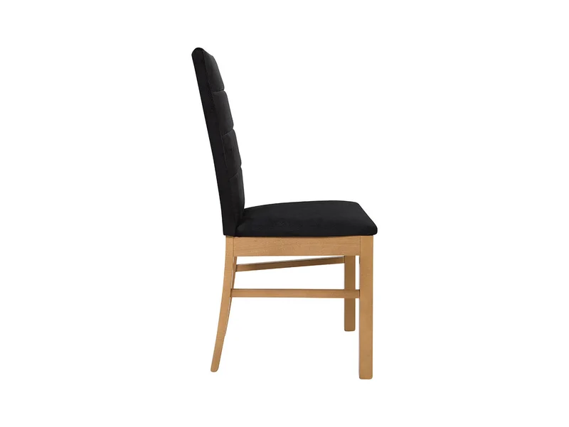 Ostia Upholstered Dining Chair | Black Beech Frame & Beige Fabric | Horizontal Stitching | 46x98cm