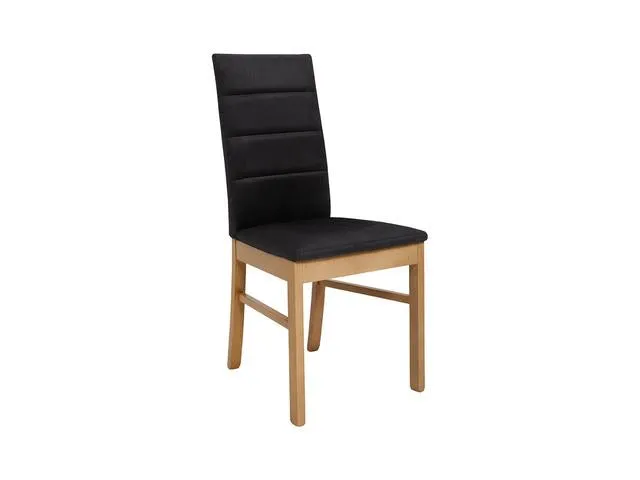 Ostia Upholstered Dining Chair | Black Beech Frame & Beige Fabric | Horizontal Stitching | 46x98cm