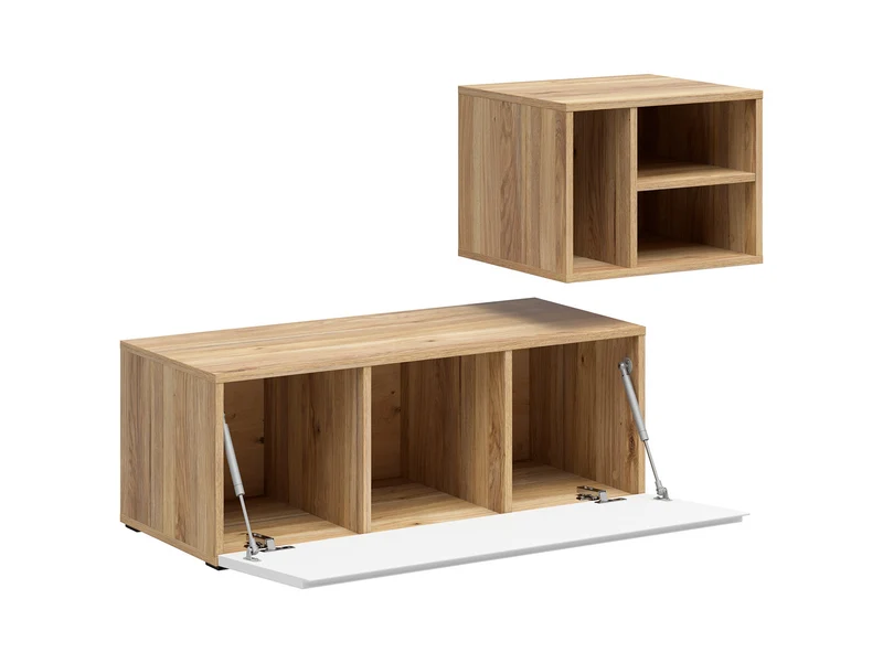 Leno Cabinet Set 90+45cm | Wall-Mounted or Freestanding | Mauvella Oak & White Super Matt | 135cm